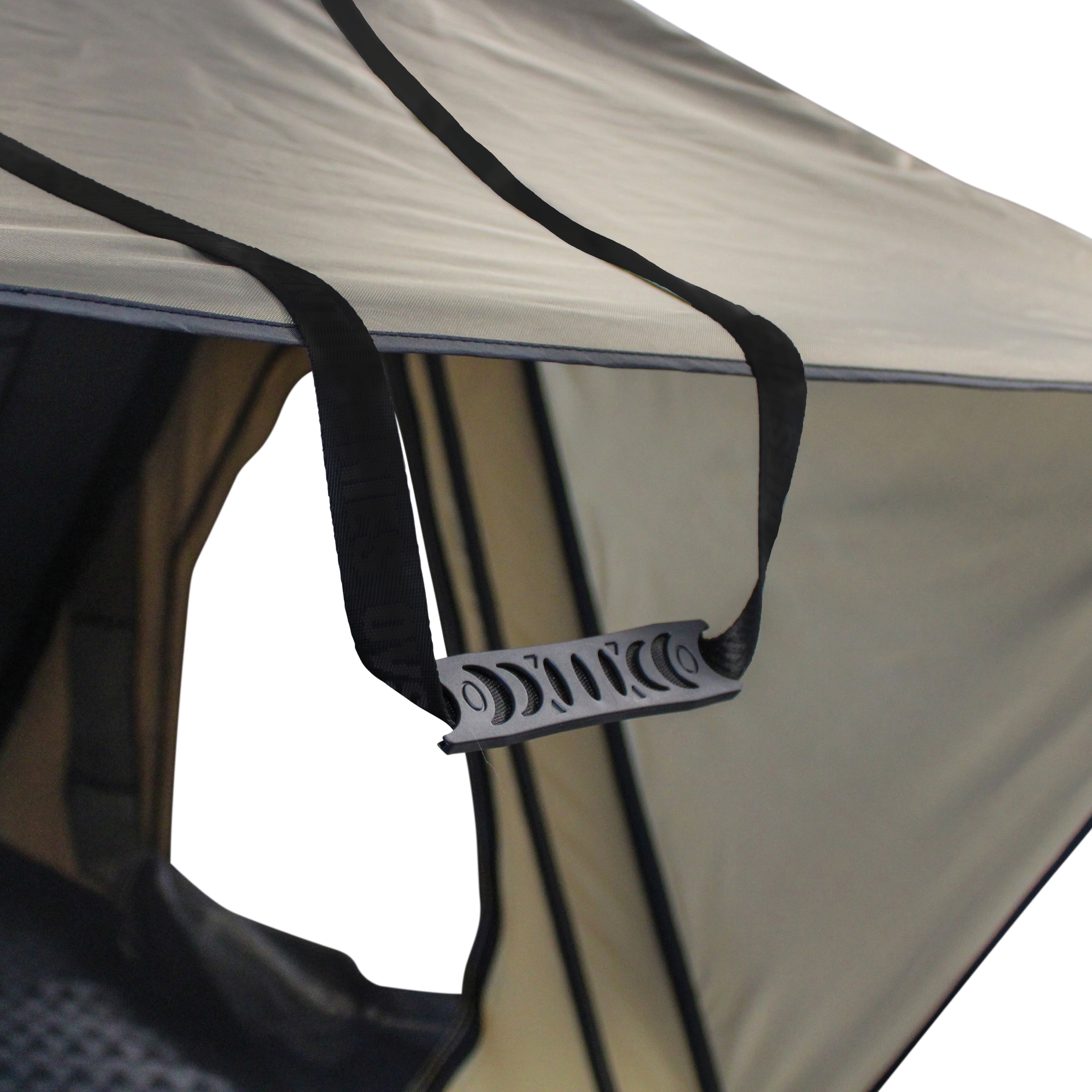 OVS LD TMON 2 Person Clamshell Aluminum Hard Shell Roof Top Tent - Tan Body & Green Rainfly