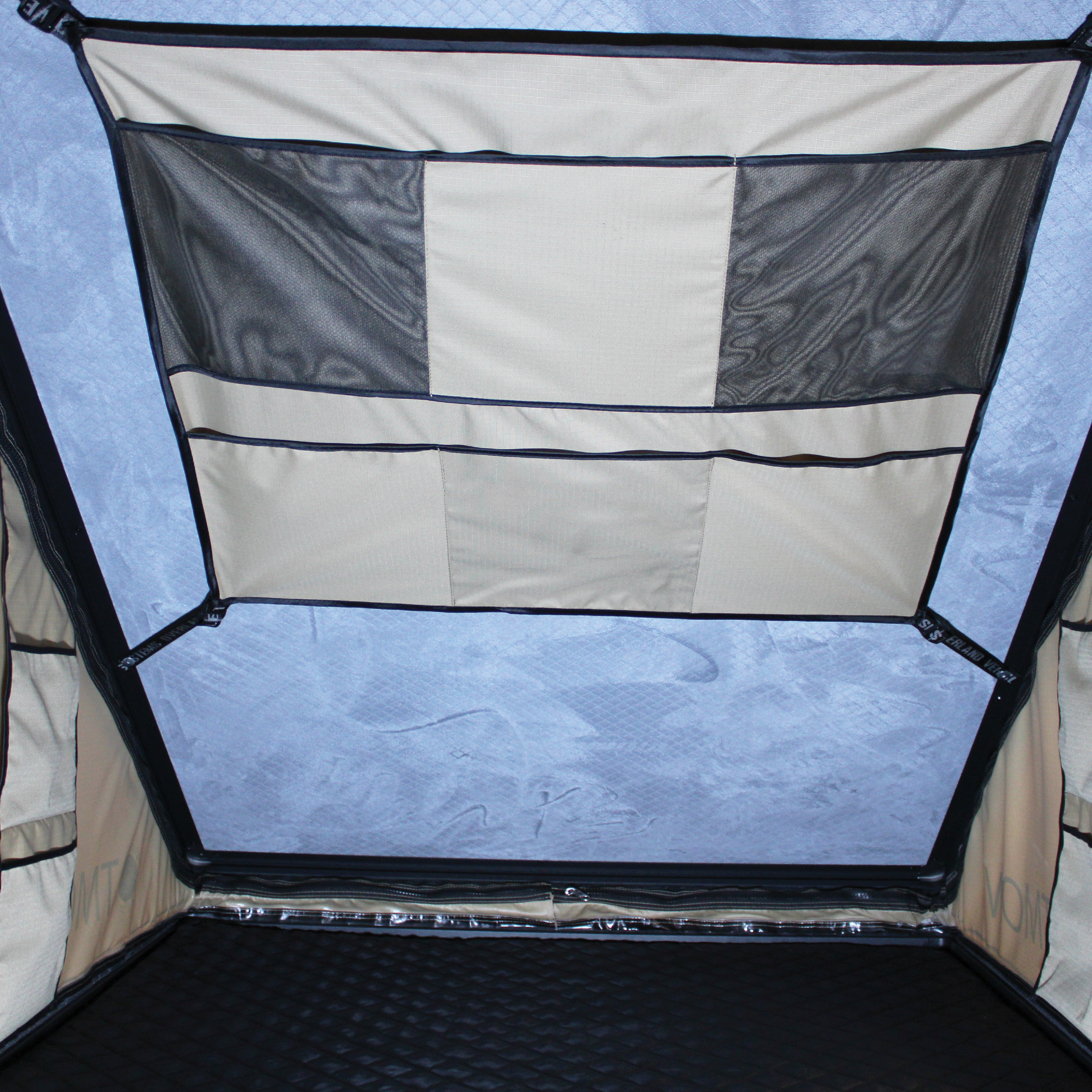 OVS LD TMON 2 Person Clamshell Aluminum Hard Shell Roof Top Tent - Tan Body & Green Rainfly