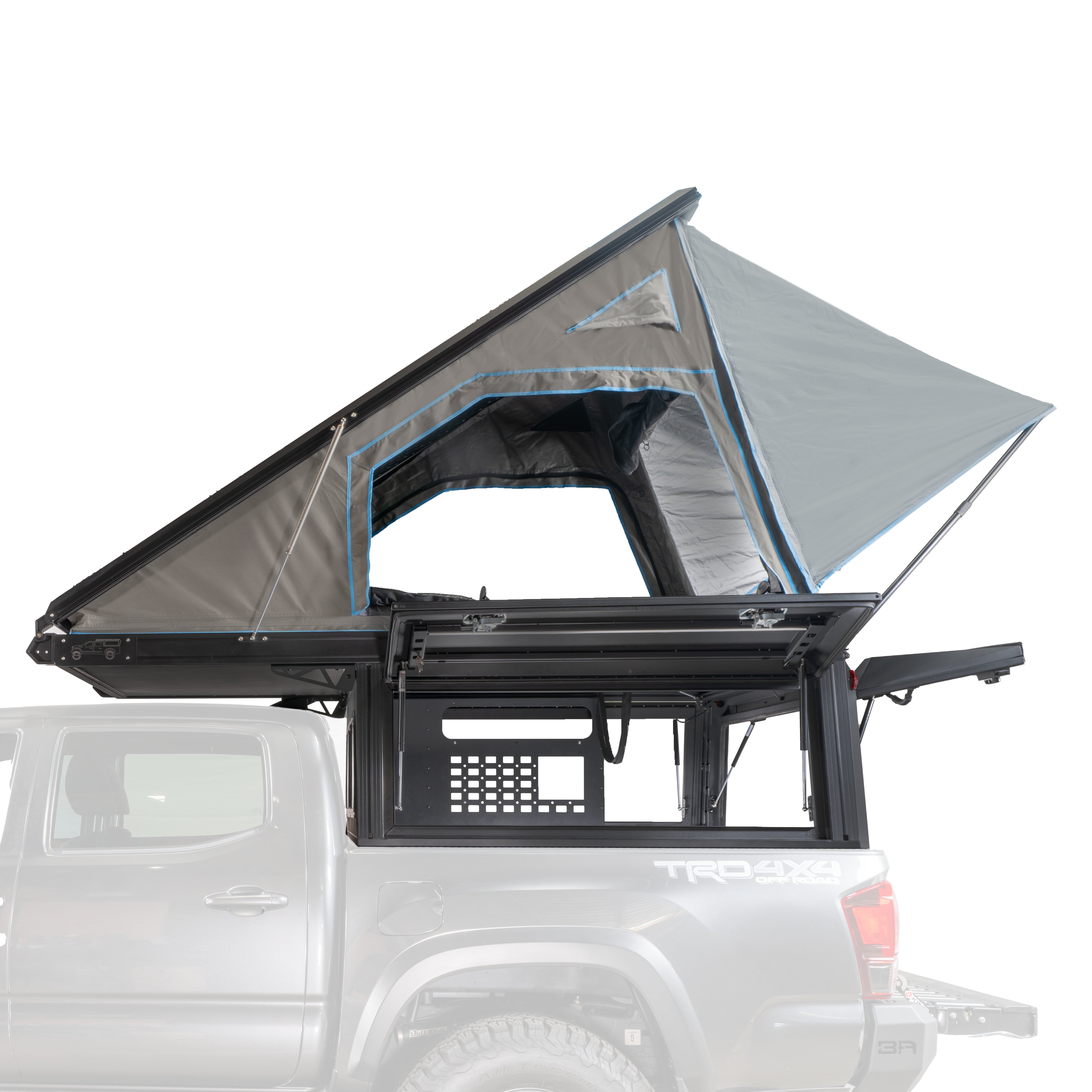 OVS MagPak - Camper Shell/Roof Top Tent Combo with Lights, Rear Molle Panel, Side Tie Downs, Front & Rear Windows