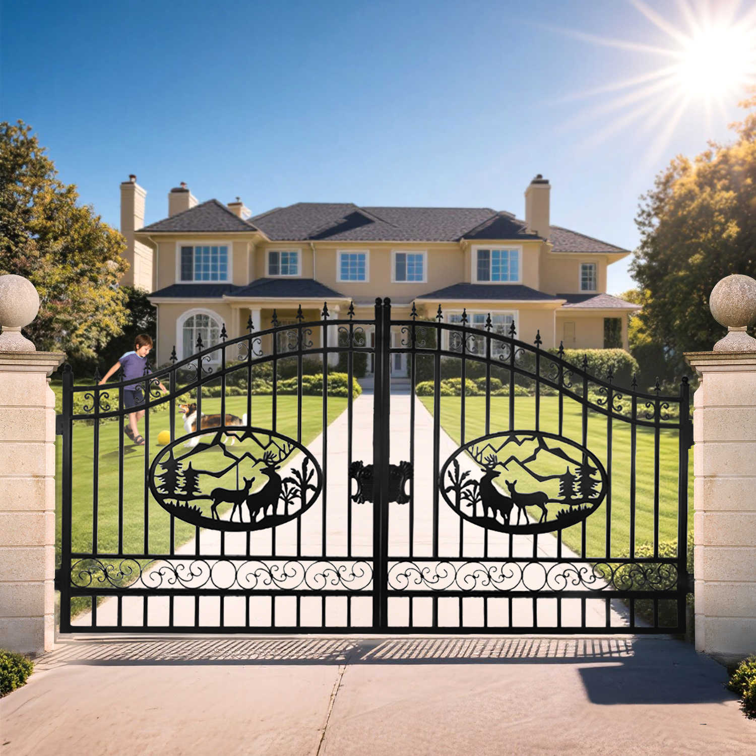 14ft driveway gate used for a residential property#design_deer