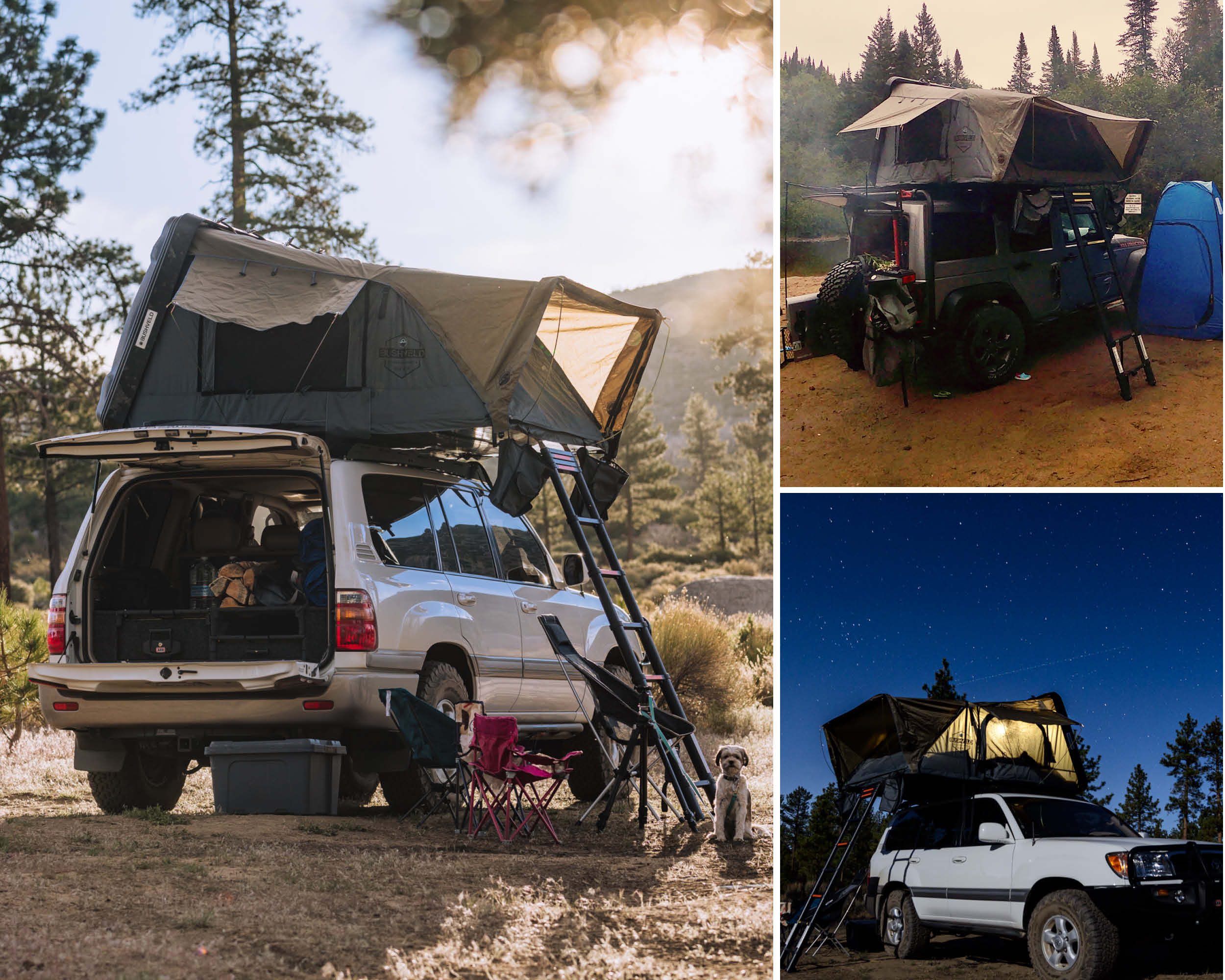 OVS HD Bushveld 4 Person Cantilever Hard Shell Roof Top Tent Grey Body & Tan Rainfly
