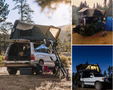 OVS HD Bushveld 4 Person Cantilever Hard Shell Roof Top Tent Grey Body & Tan Rainfly