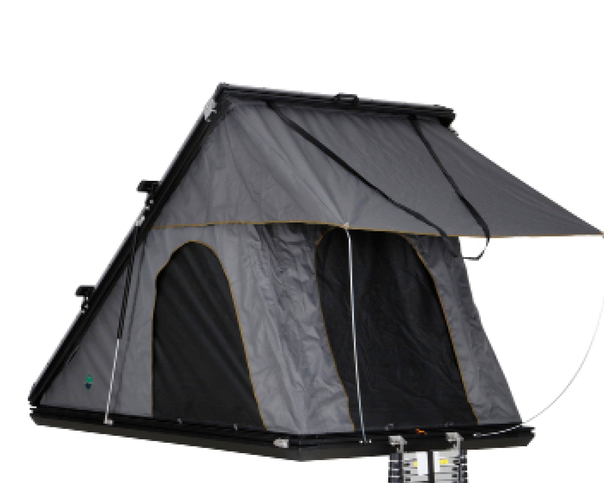 OVS HD Mamba 3 Person Clam Shell Aluminum Hard Shell Roof Top Tent, Grey Body & Green Trim