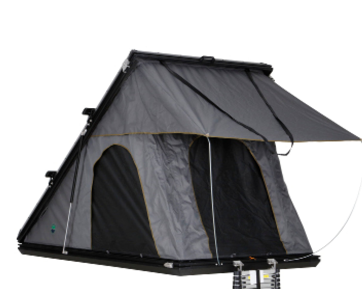 OVS HD Mamba 3 Person Clam Shell Aluminum Hard Shell Roof Top Tent, Grey Body & Green Trim