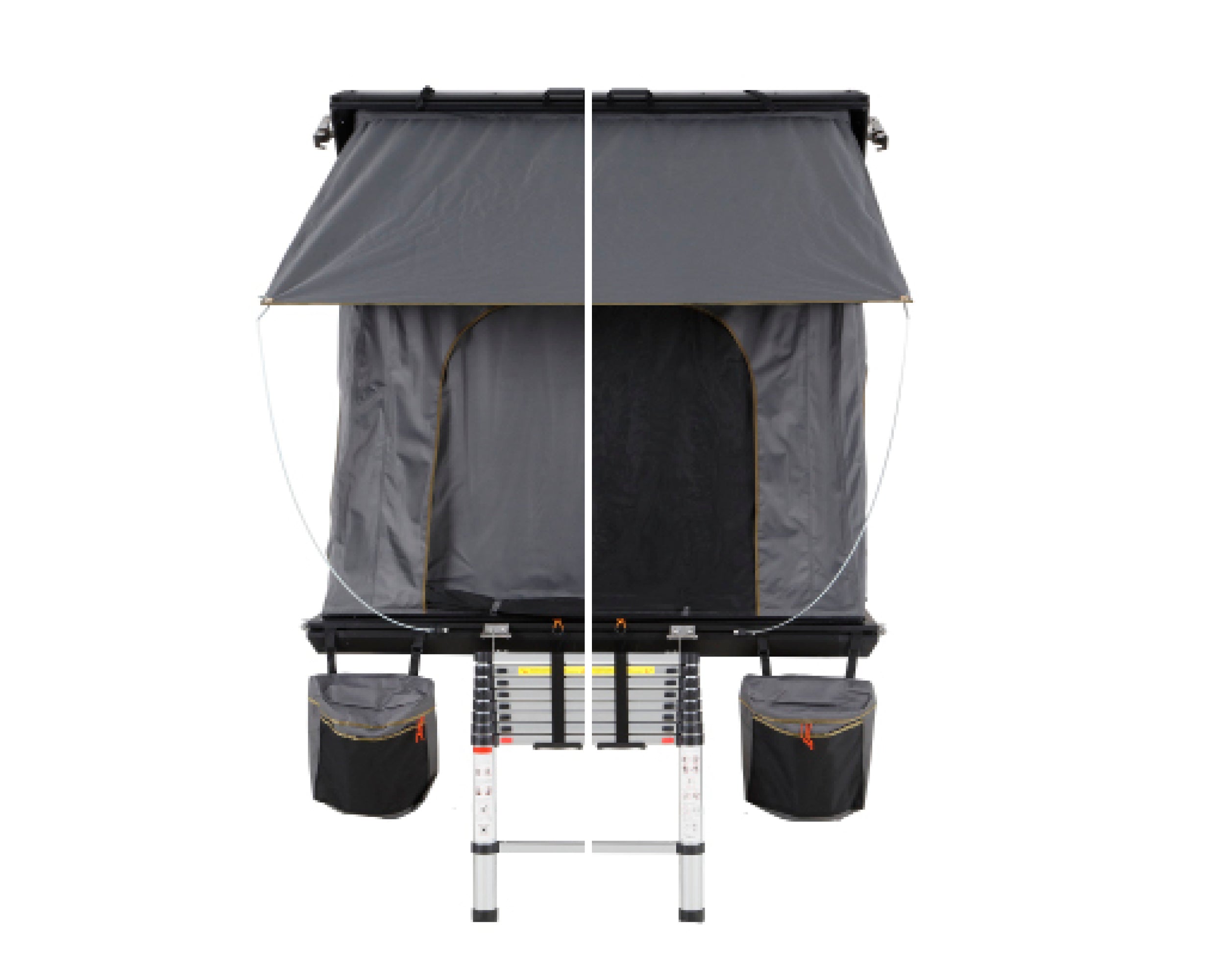 OVS HD Mamba 3 Person Clam Shell Aluminum Hard Shell Roof Top Tent, Grey Body & Green Trim