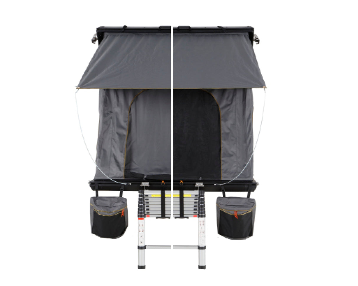 OVS HD Mamba 3 Person Clam Shell Aluminum Hard Shell Roof Top Tent, Grey Body & Green Trim