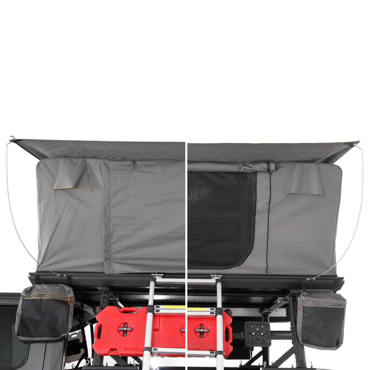 OVS HD Sidewinder 3 Person Side Load Aluminum Hard Shell Roof Top Tent, Grey Body & Green Trim