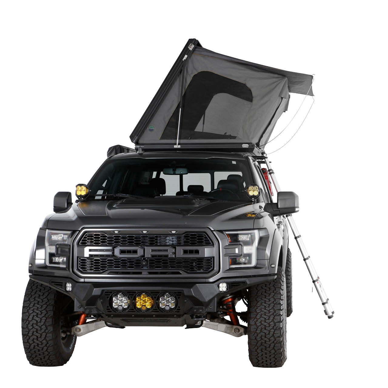 OVS HD Sidewinder 3 Person Side Load Aluminum Hard Shell Roof Top Tent, Grey Body & Green Trim