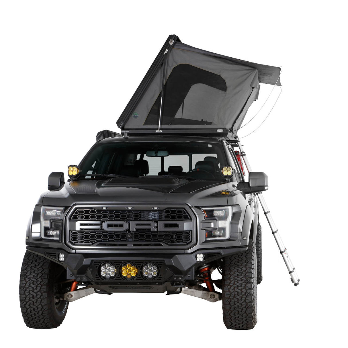 OVS HD Sidewinder 3 Person Side Load Aluminum Hard Shell Roof Top Tent, Grey Body & Green Trim