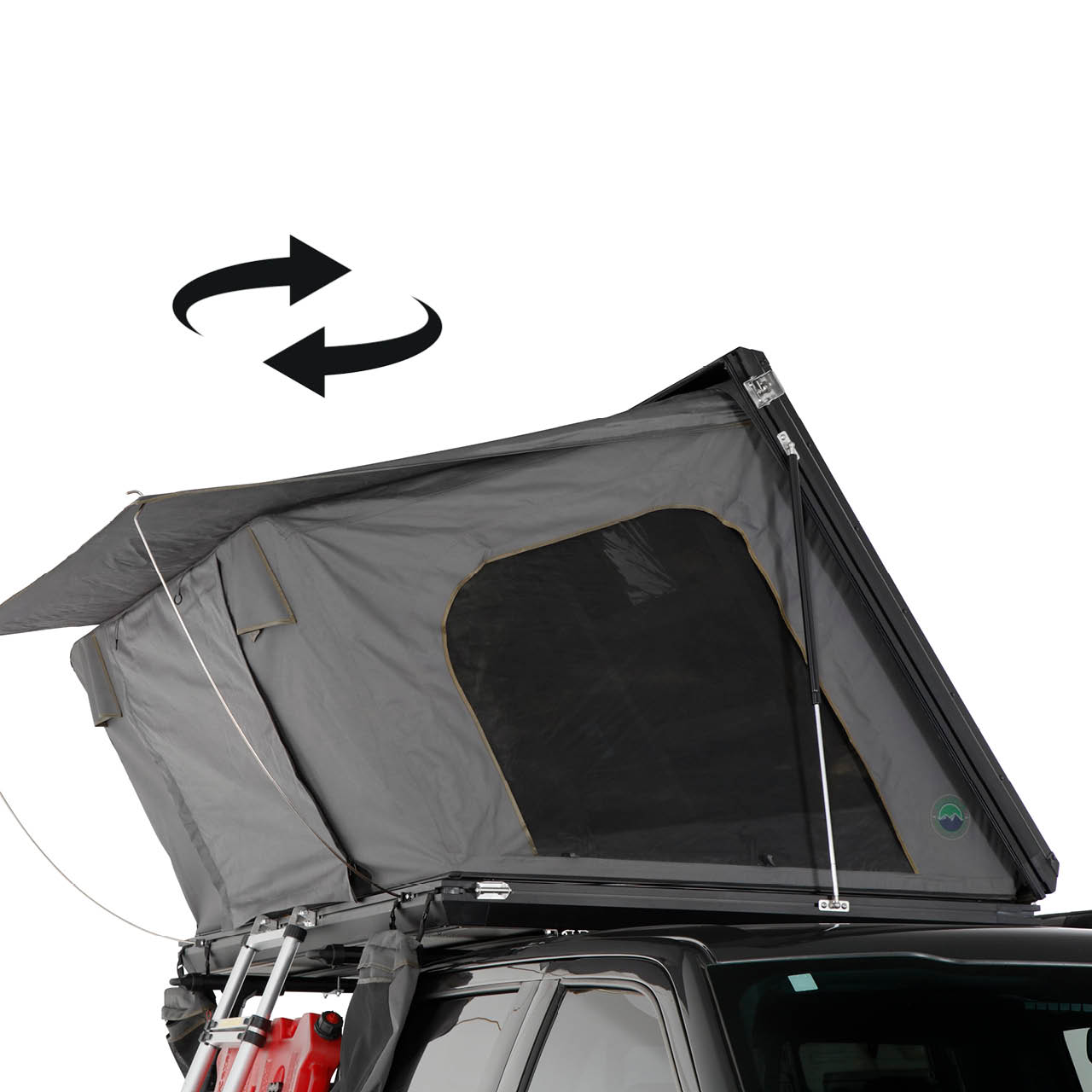 OVS HD Sidewinder 3 Person Side Load Aluminum Hard Shell Roof Top Tent, Grey Body & Green Trim