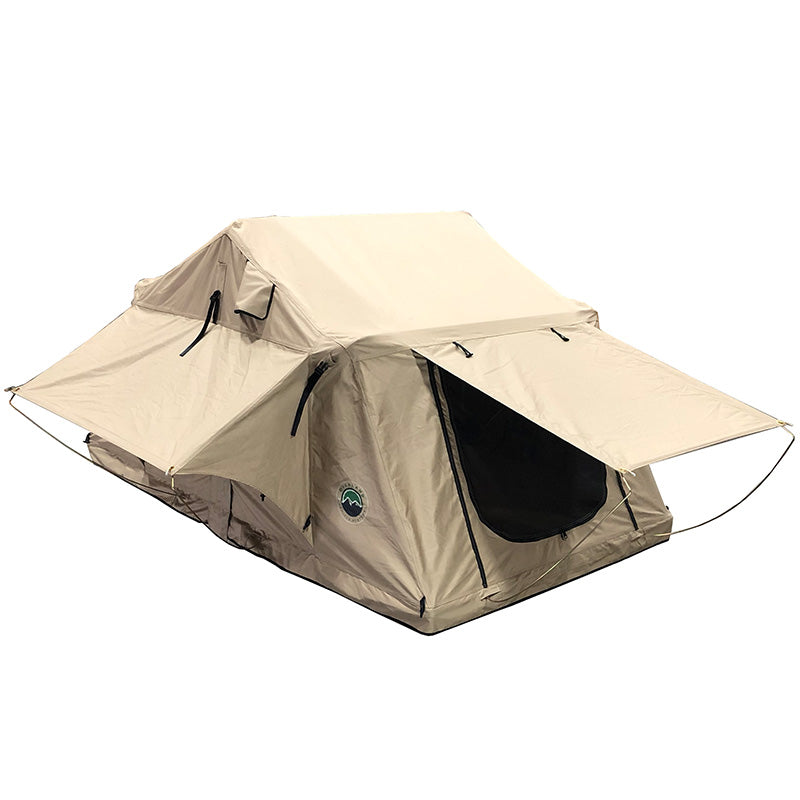 OVS LD TMBK - Soft Sided Roof Top Tent, 2 Person, Tan Body & Green Rainfly
