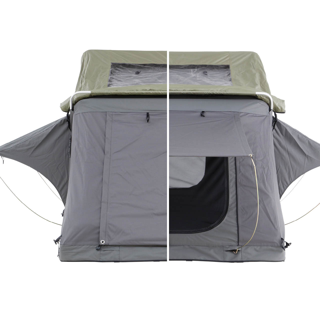 OVS HD Nomadic 2 Person Extended Soft Shell Roof Top Tent, Grey Body & Green Rainfly