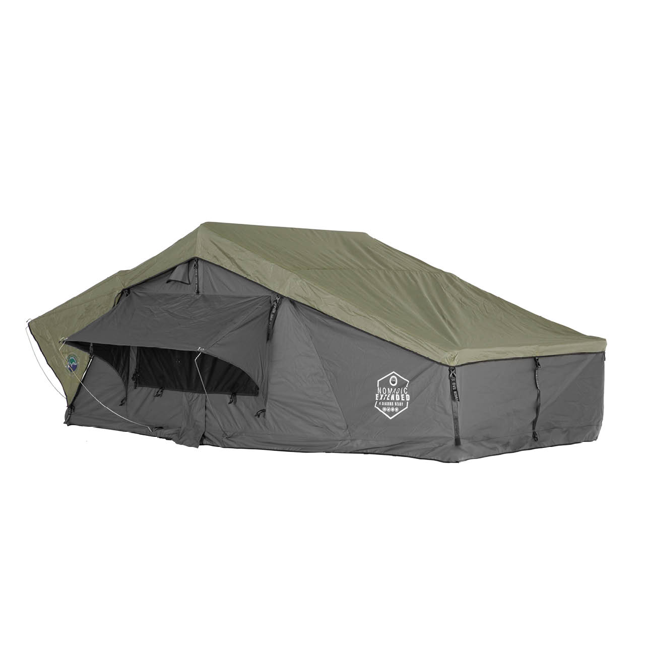 OVS HD Nomadic 2 Person Extended Soft Shell Roof Top Tent, Grey Body & Green Rainfly