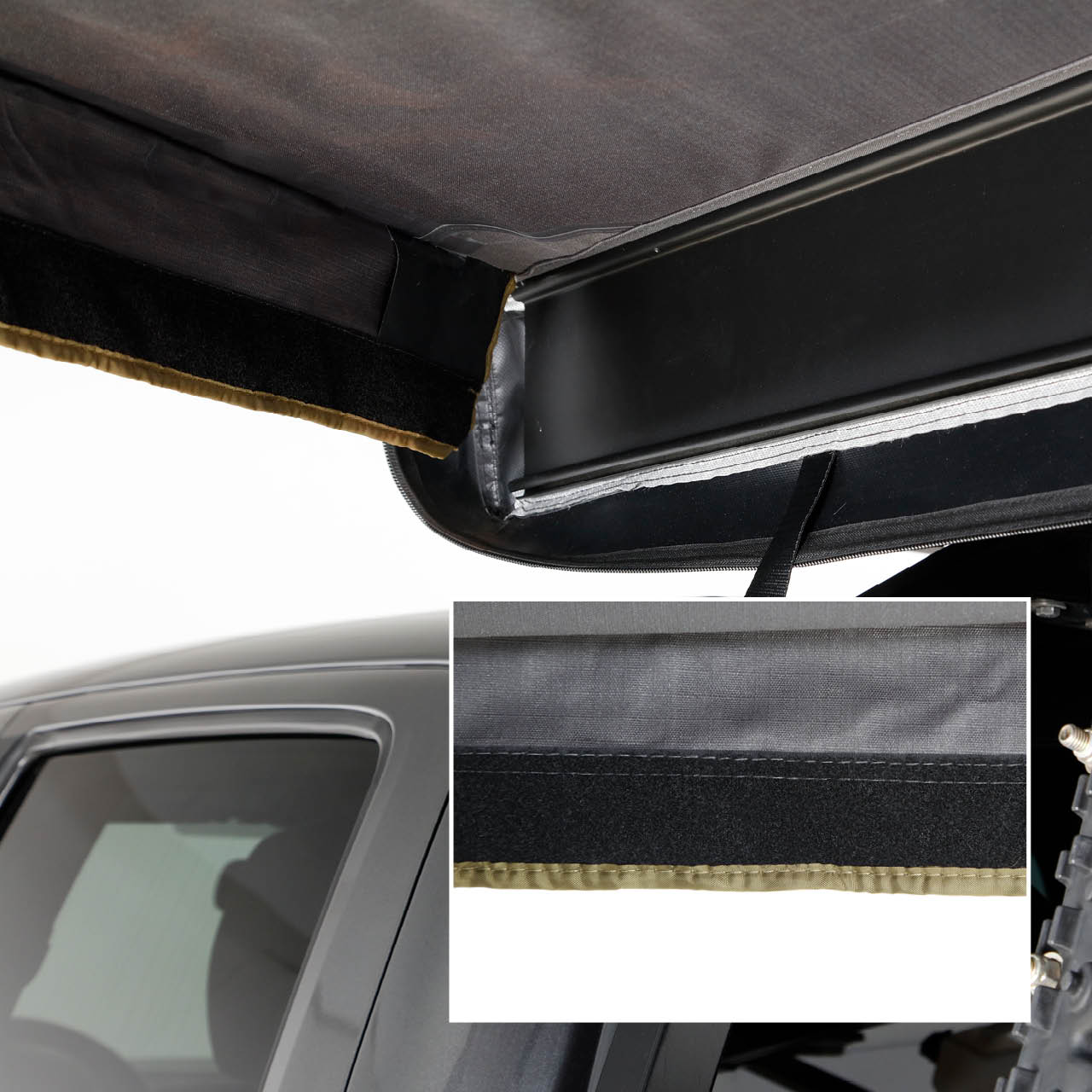 OVS HD Nomadic 270 LTE - Awning Wall Kit 1 & 2, Passenger Side, Grey Body, Green Trim & Black Travel Cover