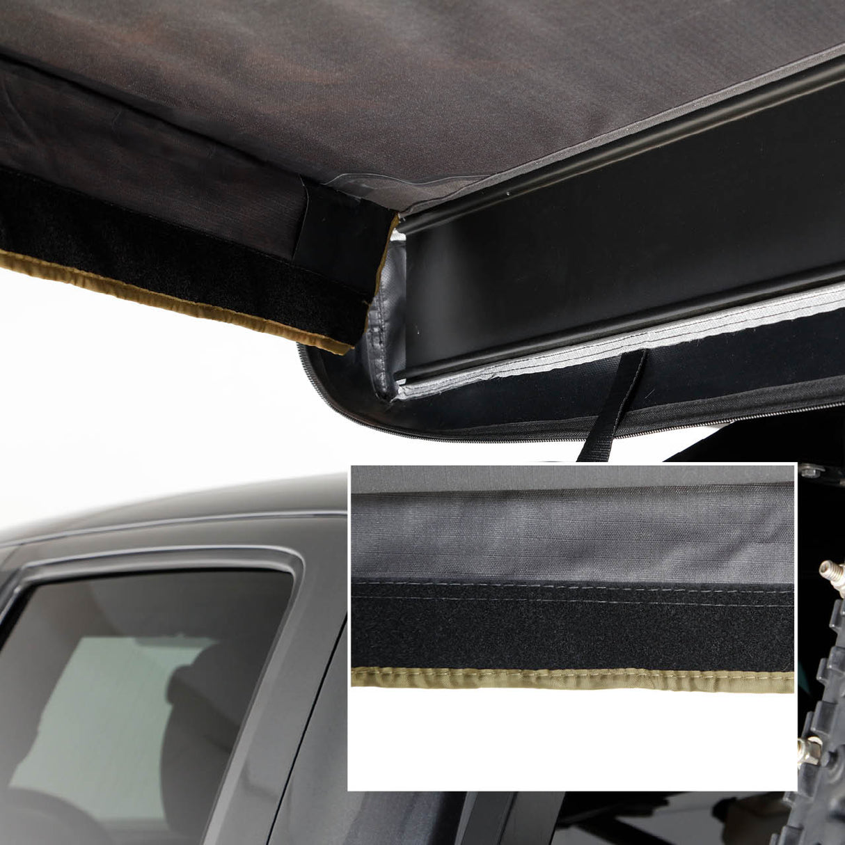 OVS HD Nomadic 270 LTE - Awning Wall Kit 1 & 2, Passenger Side, Grey Body, Green Trim & Black Travel Cover