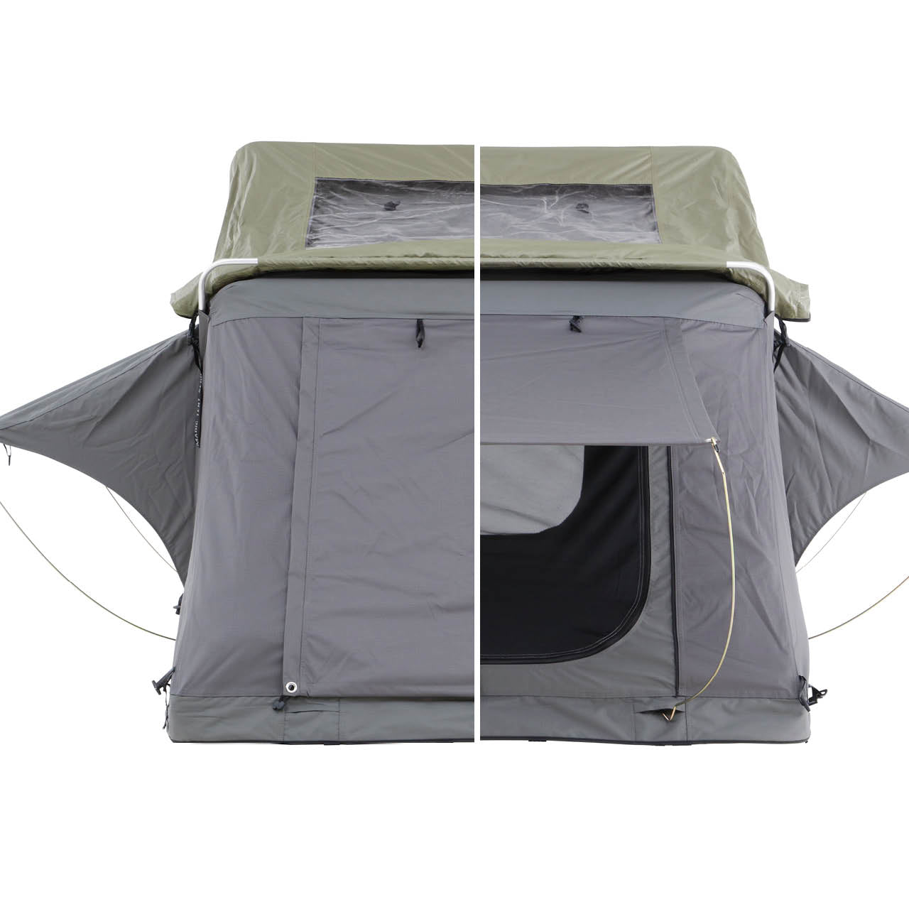 OVS HD Nomadic 2 Person Standard Soft Shell Roof Top Tent, Grey Body & Green Rainfly