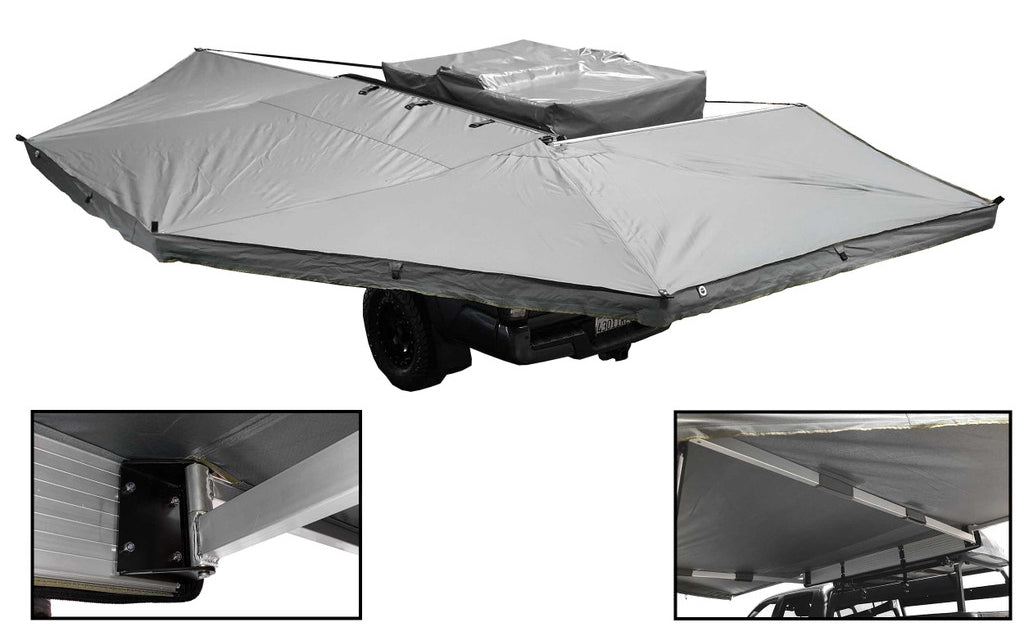 OVS HD Nomadic 270 - Awning, Wall 1, 2 & 3, Driver Side, Grey Body, Green Trim & Black Travel Cover