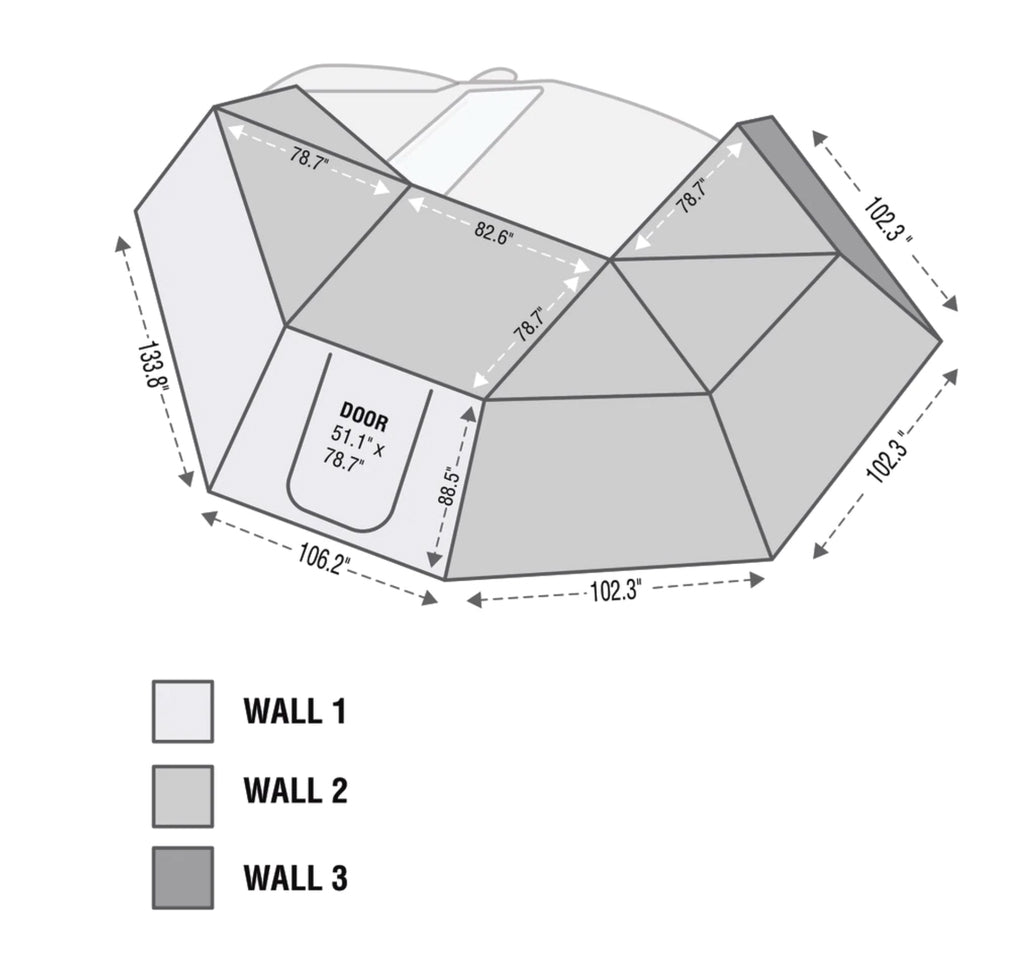 OVS HD Nomadic 270 - Awning, Wall 1, 2 & 3, Driver Side, Grey Body, Green Trim & Black Travel Cover