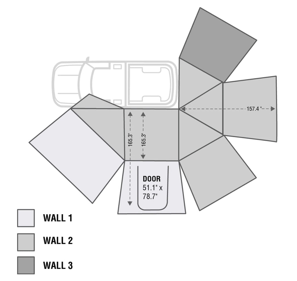 OVS HD Nomadic 270 - Awning, Wall 1, 2 & 3, Driver Side, Grey Body, Green Trim & Black Travel Cover
