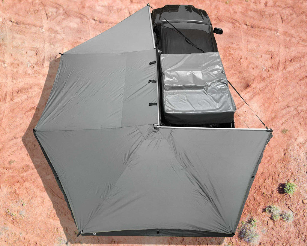 OVS HD Nomadic 270 - Awning, Wall 1, 2 & 3, Driver Side, Grey Body, Green Trim & Black Travel Cover