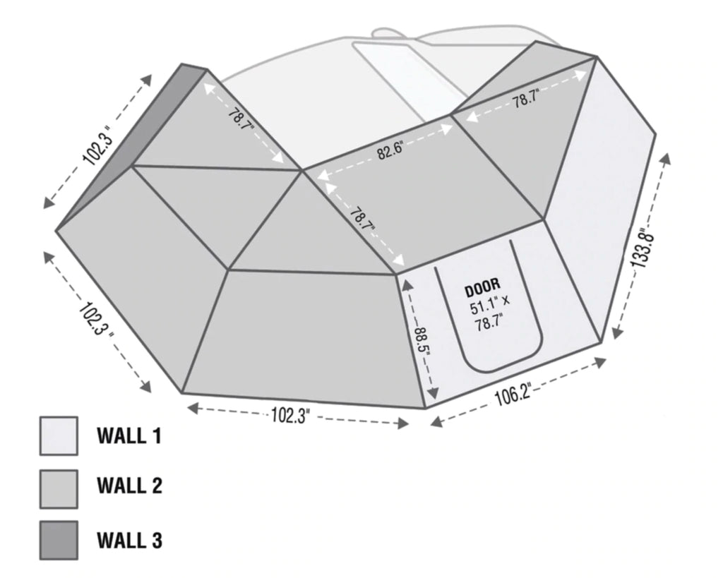 OVS HD Nomadic 270 - Awning, Wall 1, 2 & 3, Passenger Side, Grey Body, Green Trim & Black Travel Cover