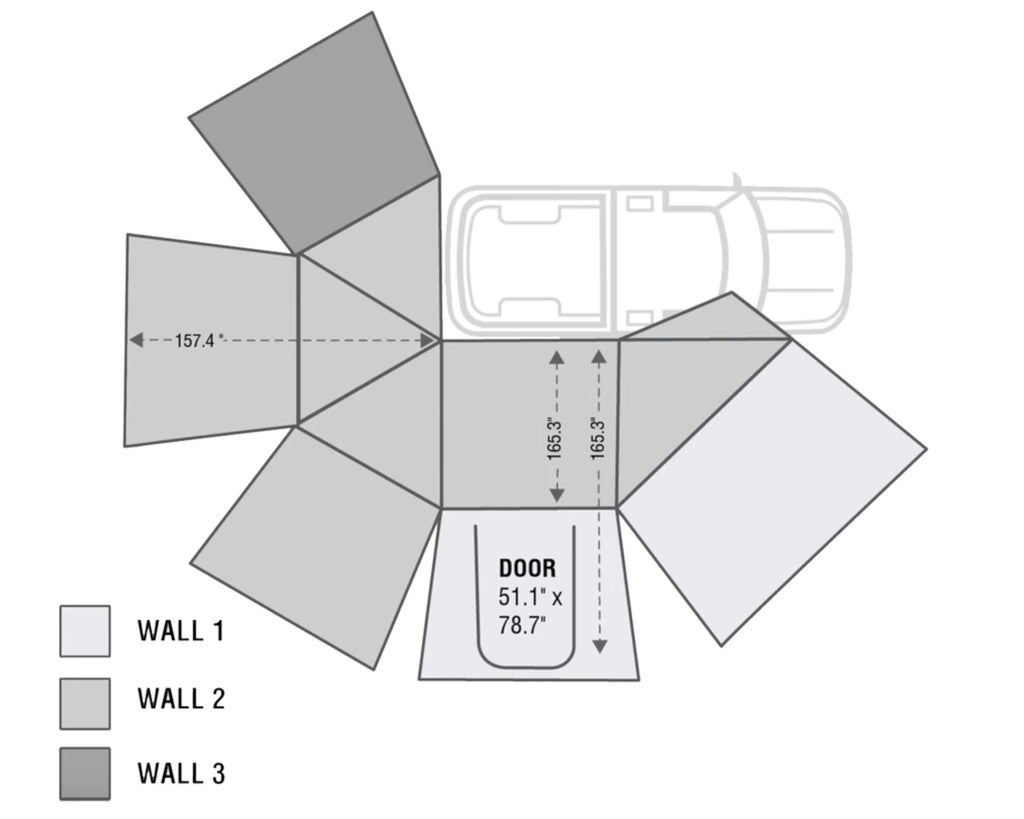 OVS HD Nomadic 270 - Awning, Wall 1, 2 & 3, Passenger Side, Grey Body, Green Trim & Black Travel Cover