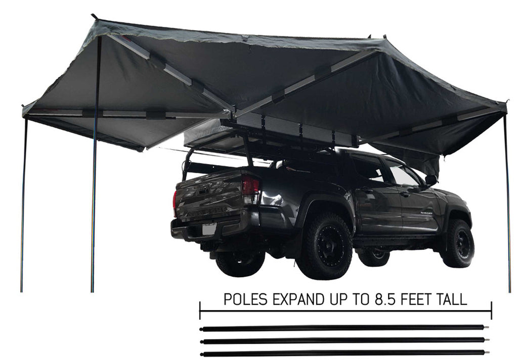 OVS HD Nomadic 270 - Awning, Wall 1, 2 & 3, Passenger Side, Grey Body, Green Trim & Black Travel Cover