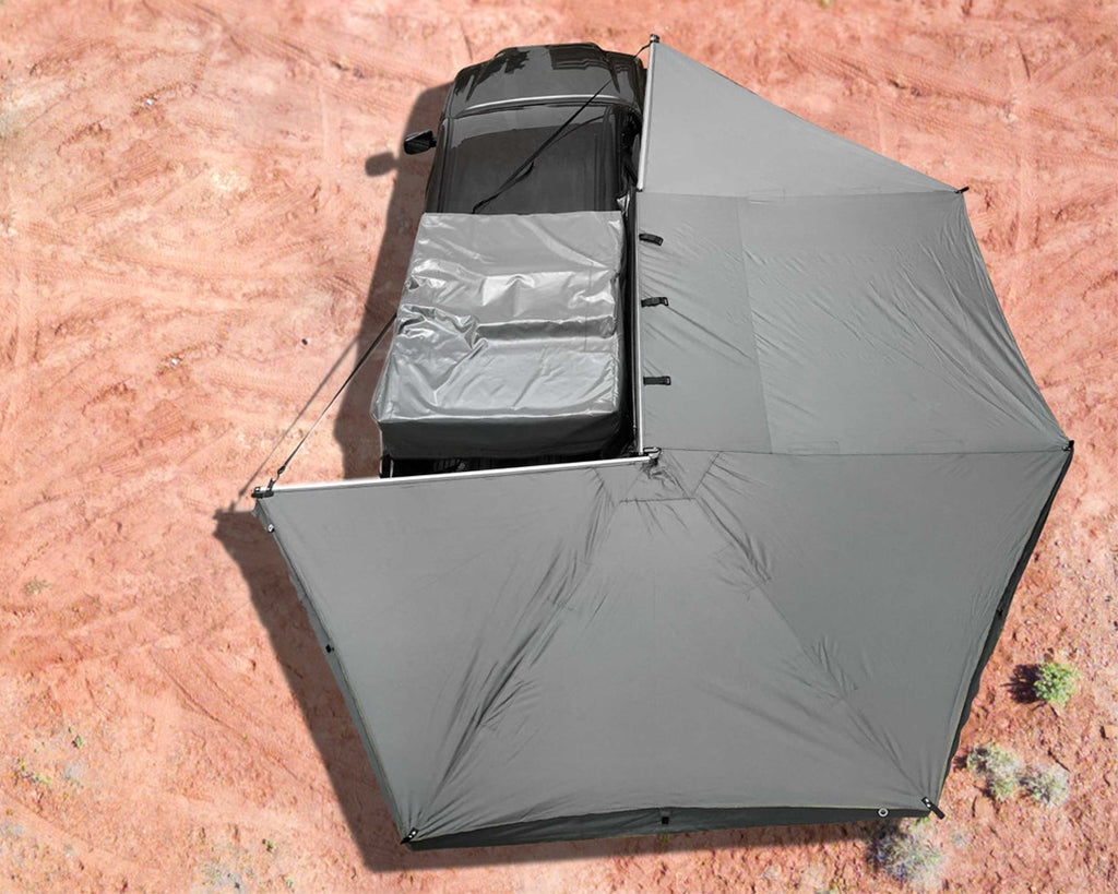 OVS HD Nomadic 270 - Awning, Wall 1, 2 & 3, Passenger Side, Grey Body, Green Trim & Black Travel Cover