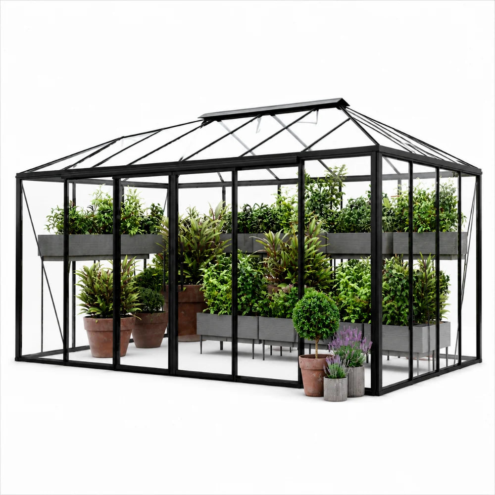 Bloom Cabin Walk-In Pyramid Greenhouse - Aluminum Frame Backyard Garden Conservatory