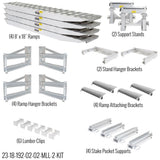 HD Ramps 8' L x 18" W 2 Bunk Load Leveler / 4 Ramp Master Kit for 18" H Step Deck Trailers - 23,500 lb. Cap