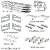 HD Ramps 8' L x 18" W 4 Bunk Load Leveler / 4 Ramp Master Kit for 18" H Step Deck Trailers - 23,500 lb. Cap