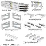 HD Ramps 8' L x 20" W 2 Bunk Load Leveler / 4 Ramp Master Kit for 20" H Step Deck Trailers - 23,500 lb. Cap