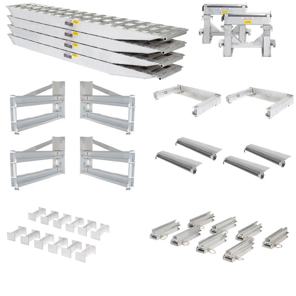 HD Ramps 8' L x 20" W 4 Bunk Load Leveler / 4 Ramp Master Kit for 20" H Step Deck Trailers - 23,500 lb. Cap