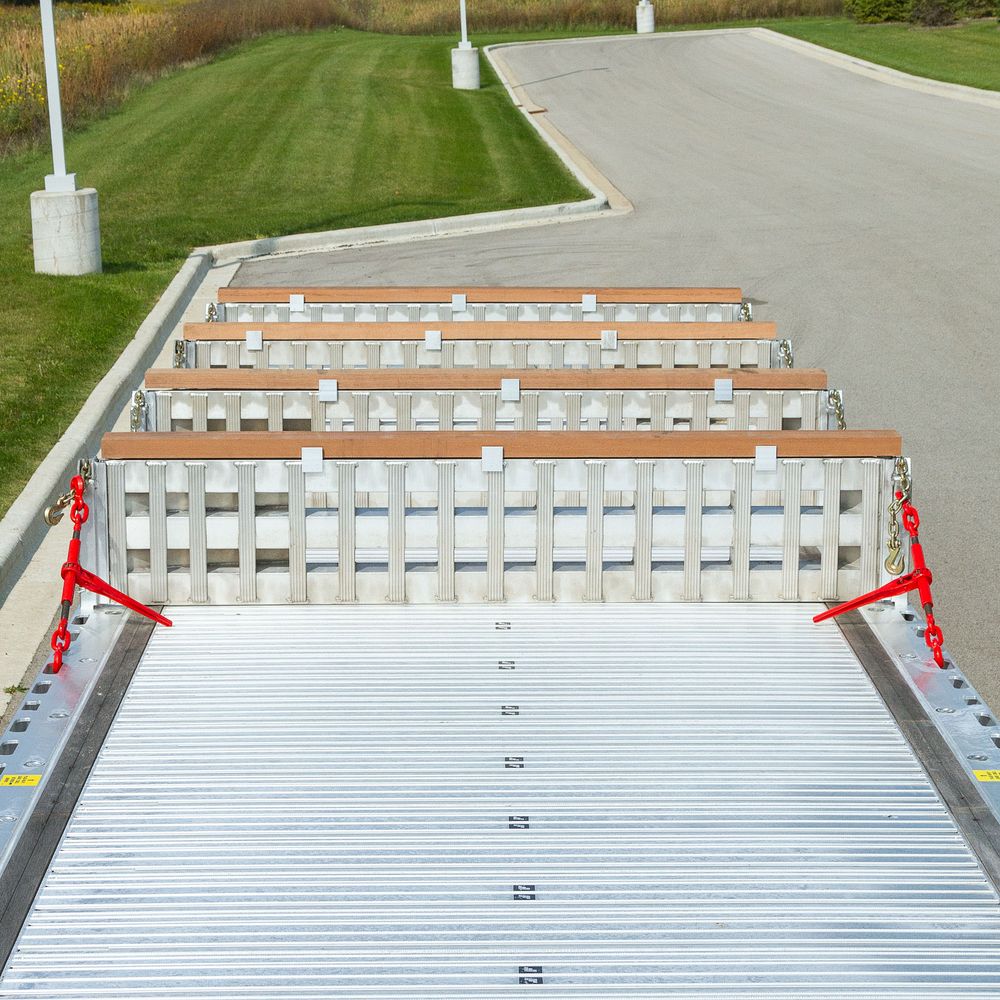HD Ramps 8' L x 20" W 4 Bunk Load Leveler / 4 Ramp Master Kit for 20" H Step Deck Trailers - 23,500 lb. Cap