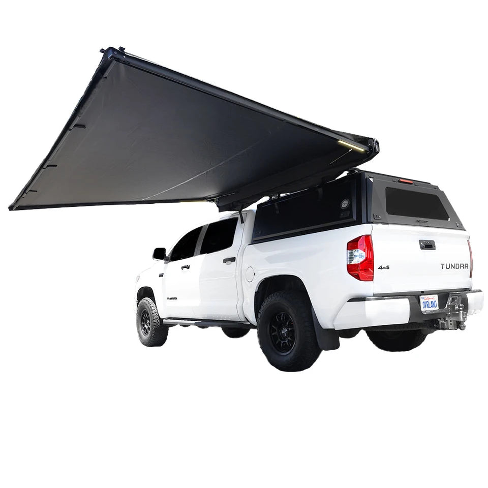 OVS XD Nomadic 2.5 - Awning W/Lights & Black Out , 8.0' Long, Black Body, Black Trim & Black Travel Cover