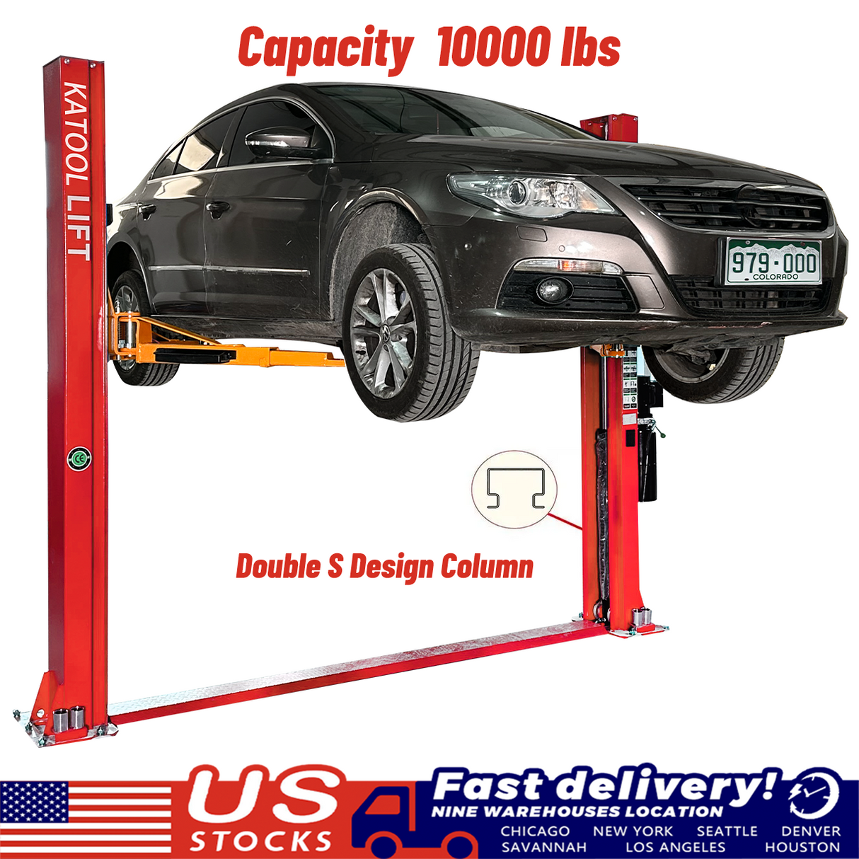 Katool KT-H100 Two Post Vehicle Lift 10,000lbs