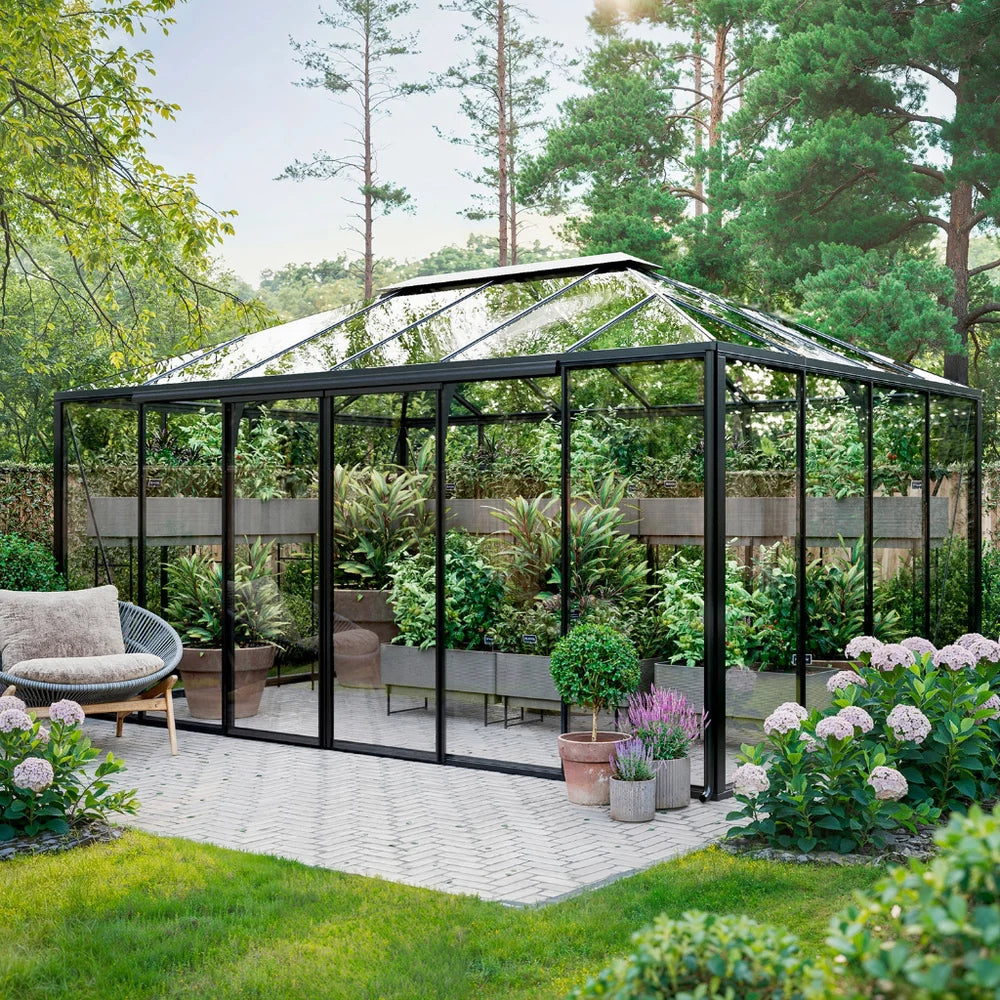 Bloom Cabin Walk-In Pyramid Greenhouse - Aluminum Frame Backyard Garden Conservatory