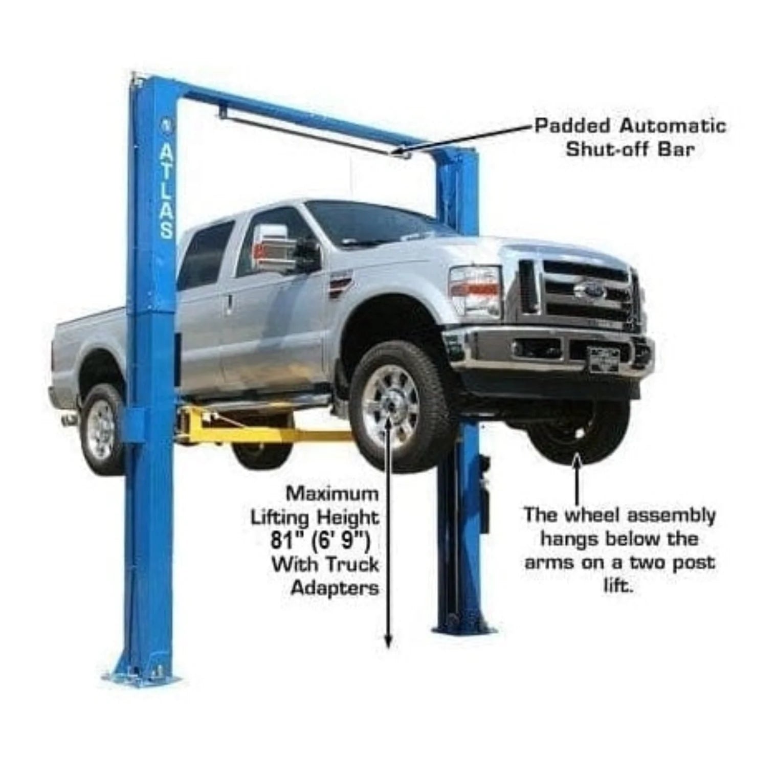 Atlas 12,000 lb. Heavy Duty 2-Post Lift w/ 3-Stage Arms