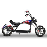Soversky M3P 3000W electric chopper bike. American flag color.