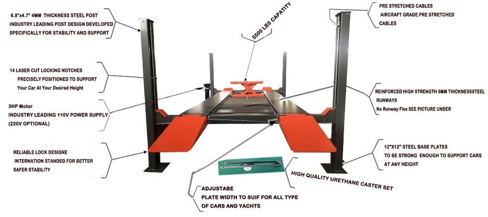 Katool KT-4H110 4 Post/ four Post Vehicle Lift 11,000lbs