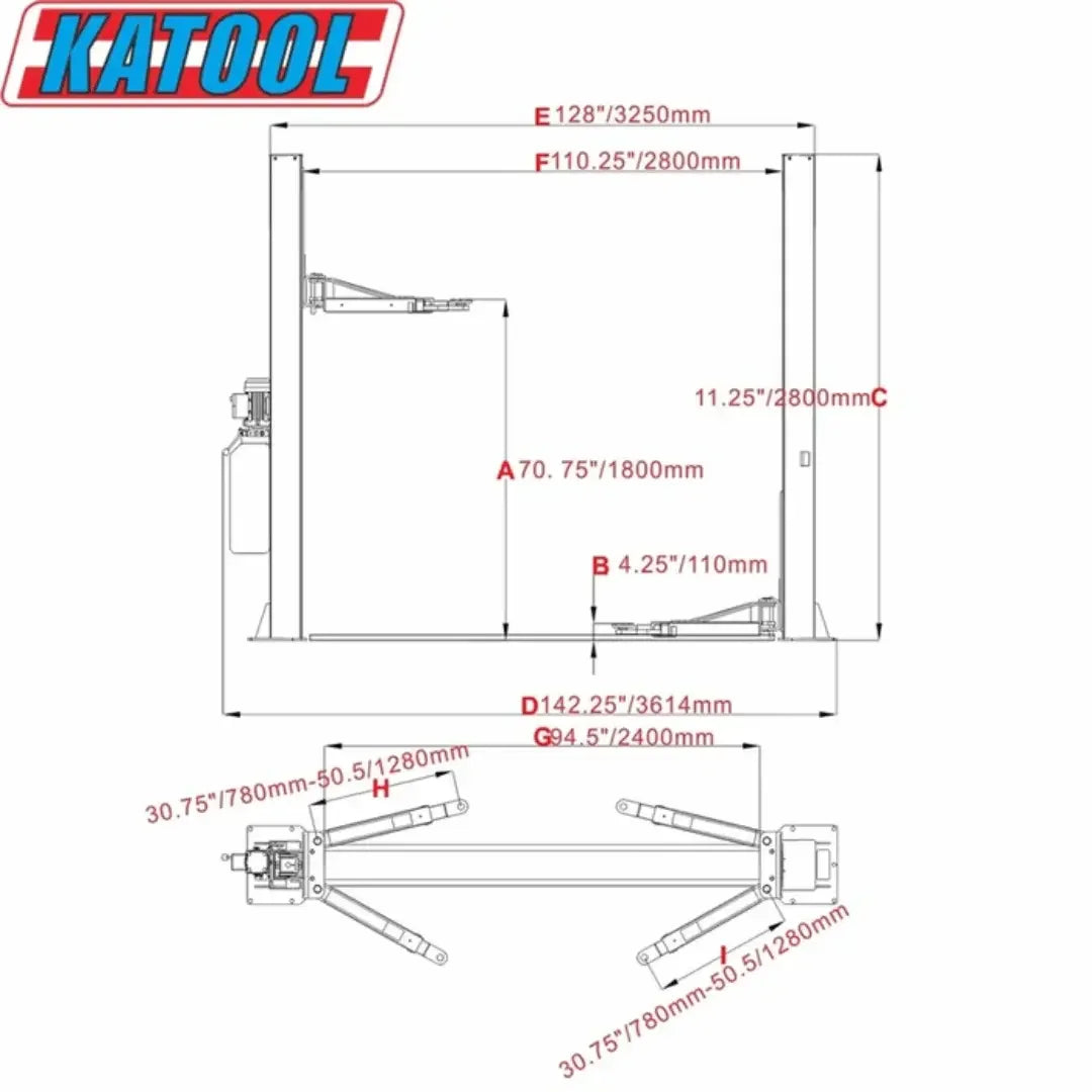 Katool KT-H105 10,000 lb 2 Post car Lift