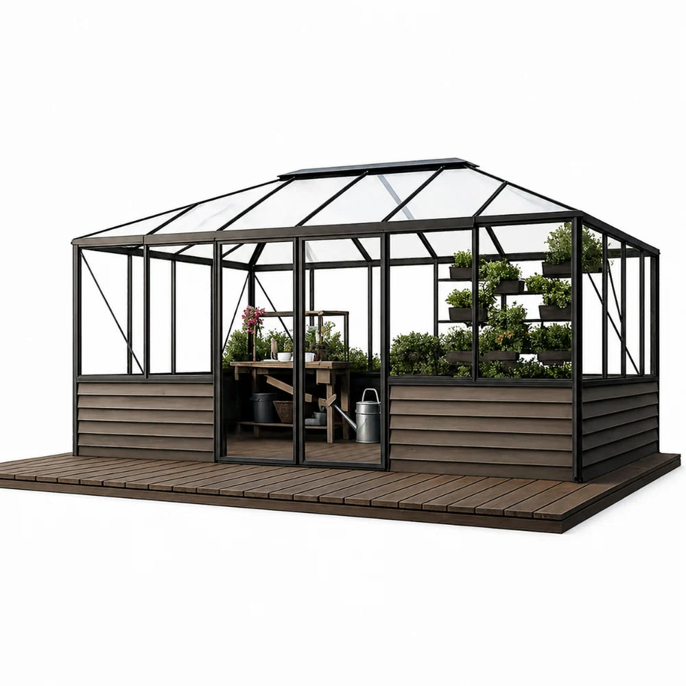 Bloom Cabin Walk-In Pyramid Greenhouse - Aluminum Frame Backyard Garden Conservatory