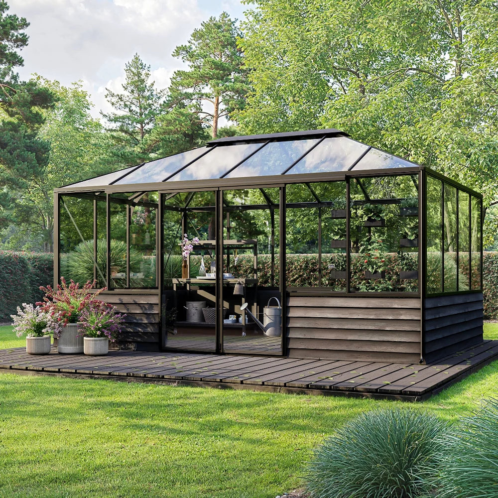 Bloom Cabin Walk-In Pyramid Greenhouse - Aluminum Frame Backyard Garden Conservatory