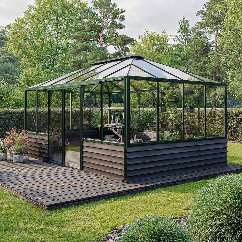 Bloom Cabin Walk-In Pyramid Greenhouse - Aluminum Frame Backyard Garden Conservatory