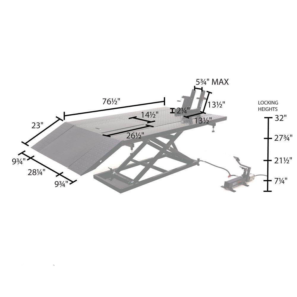 Black Widow Pro Extra-Wide Air or Hydraulic Motorcycle/ATV Lift Table