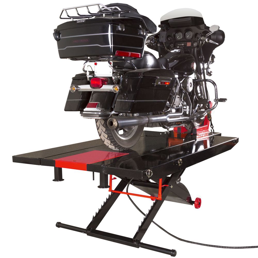Black Widow Pro Pneumatic ProLift Motorcycle Lift Table with Center Jack