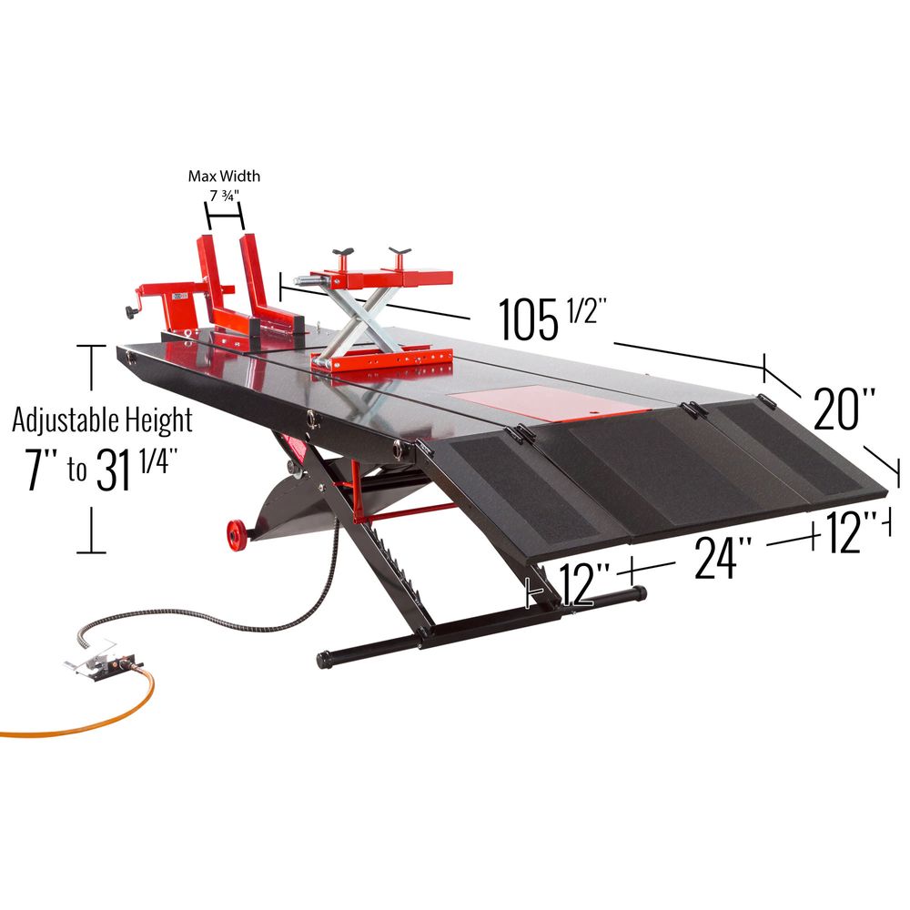 Black Widow Pro Pneumatic ProLift Motorcycle Lift Table with Center Jack
