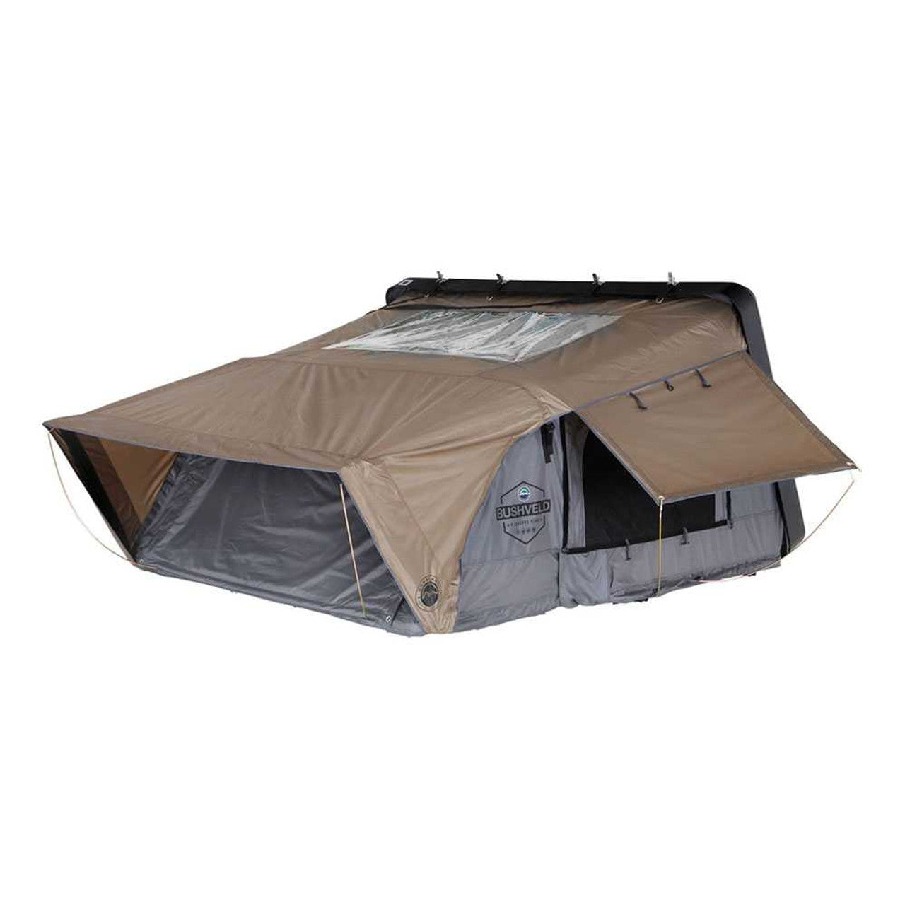 OVS HD Bushveld 2 Person Cantilever Hard Shell Roof Top Tent Grey Body & Tan Rainfly