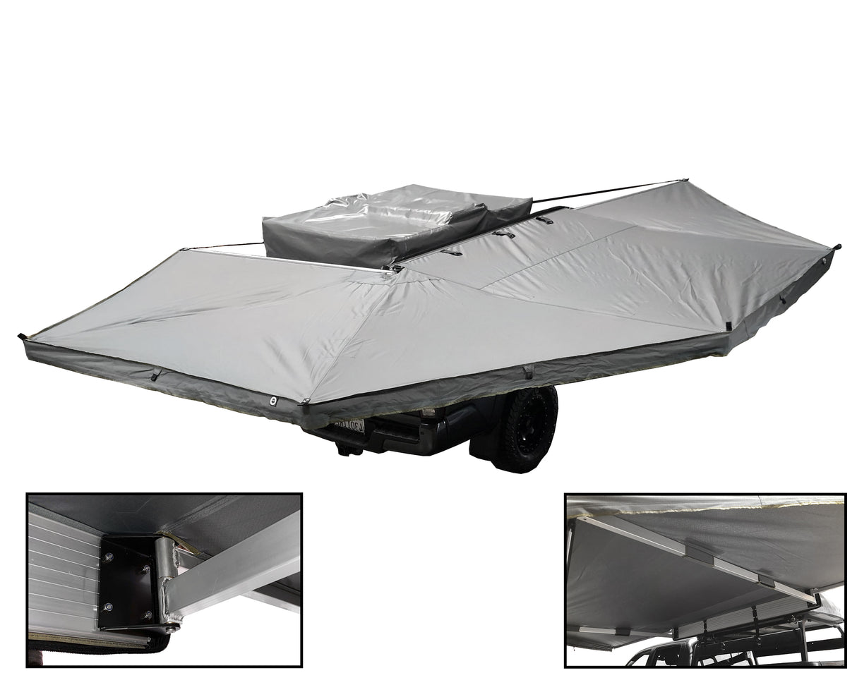 OVS HD Nomadic 270 - Awning, Driver Side, Grey Body, Green Trim & Black Travel Cover  - No Brackets, No Hardware, No Accessories