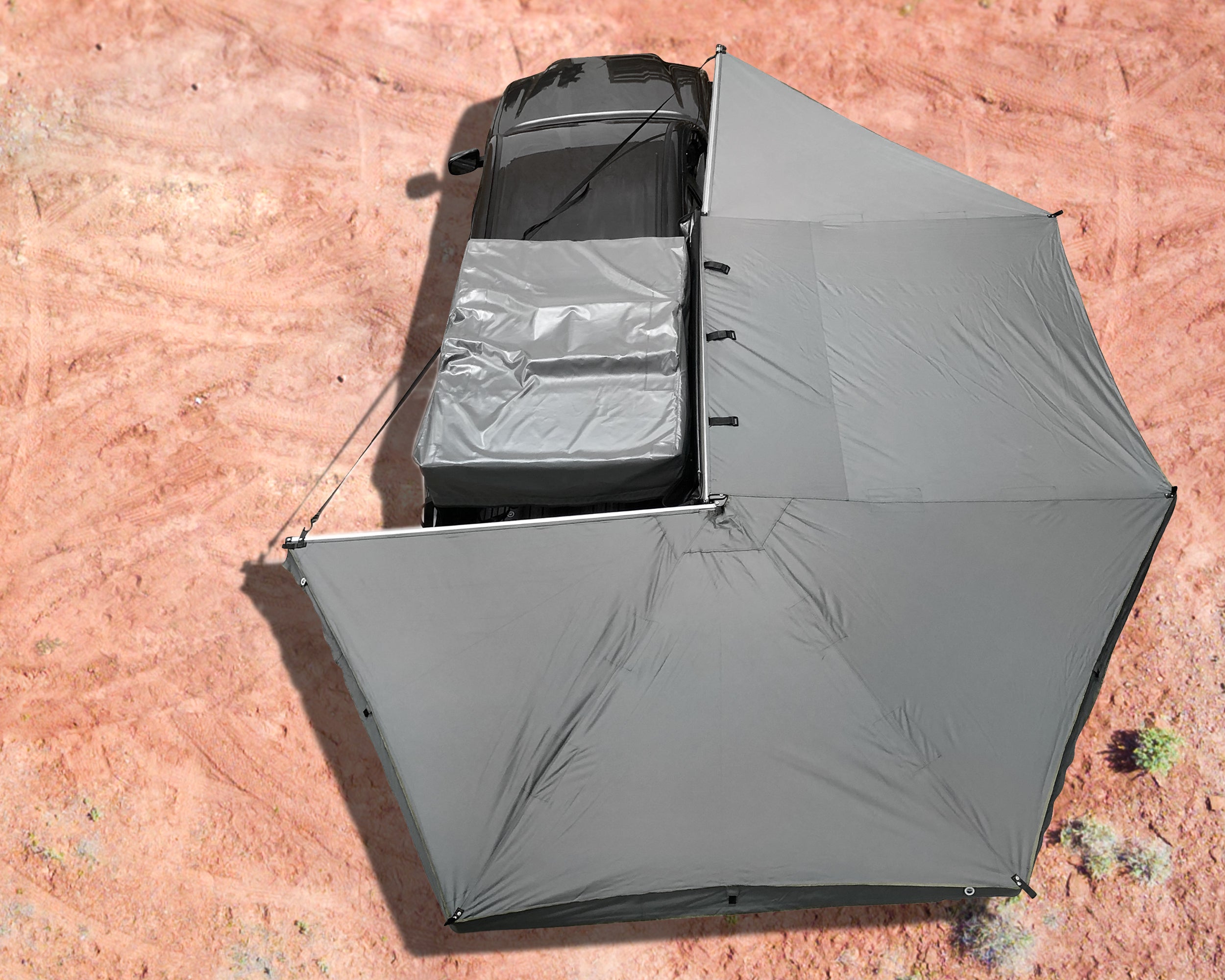OVS HD Nomadic 270 - Awning, Driver Side, Grey Body, Green Trim & Black Travel Cover  - No Brackets, No Hardware, No Accessories